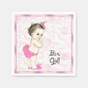 Baby Shower mit rosa Toile-Muster Serviette