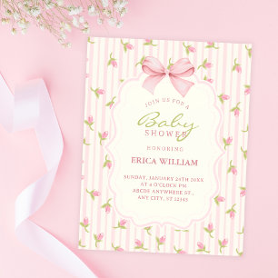 Baby-Shower mit rosa Tulpen Einladung