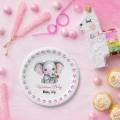 Baby-Shower mit rosa Wasserfarb-Elefanten Pappteller (Party)