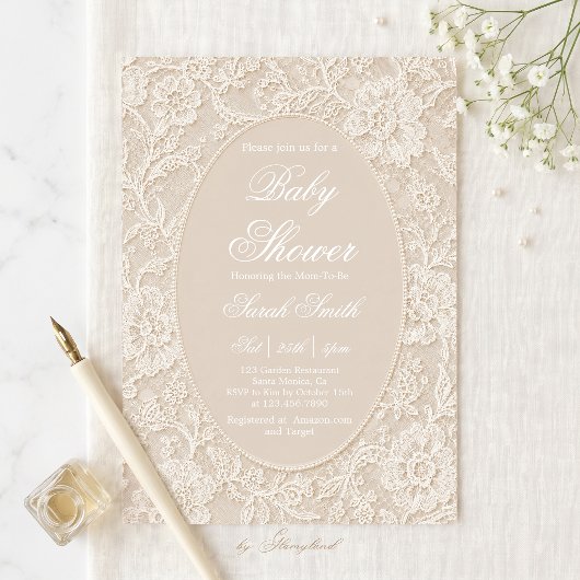 Baby-Shower mit Spitze Einladung