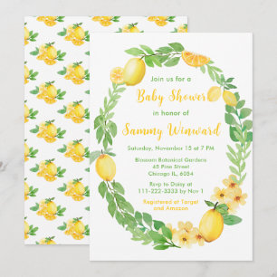 Baby Shower mit Zitronen und Grünzeug Einladung