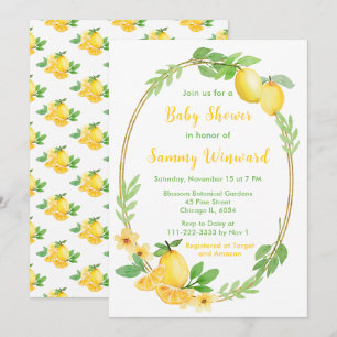 Baby Shower mit Zitronen und Grünzeug Einladung