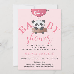 Baby Shower modern panda balloon Cute Einladung
