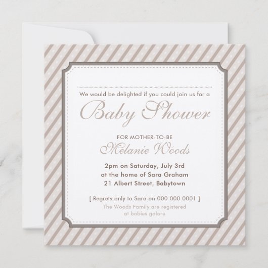 BABY SHOWER Moderne Vintage niedliche Streifen neu Einladung (Vorderseite)