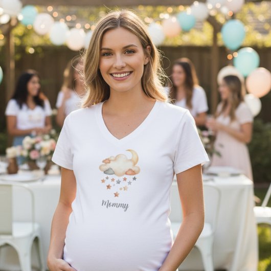 Baby Shower Mommy T-Shirt - Moon & Stars