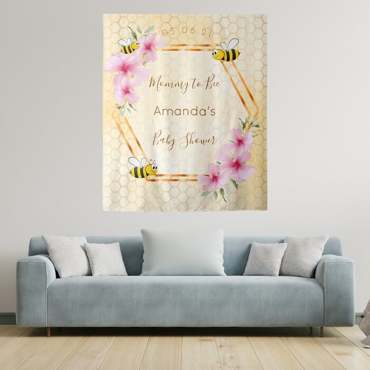 Baby Shower Mommy to bebe Hummel Honigwabenbienen Wandteppich