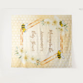 Baby Shower mommy to bee bumble bees honeycomb Wandteppich (Vorderseite (Horizontal))