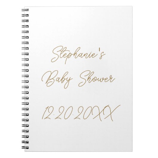 Baby Shower Monogram Elegant Gold Script Guest Notizblock (Vorderseite)