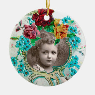 BABY SHOWER Monogramm Blau Aquamarin Foto-Vorlage Keramik Ornament