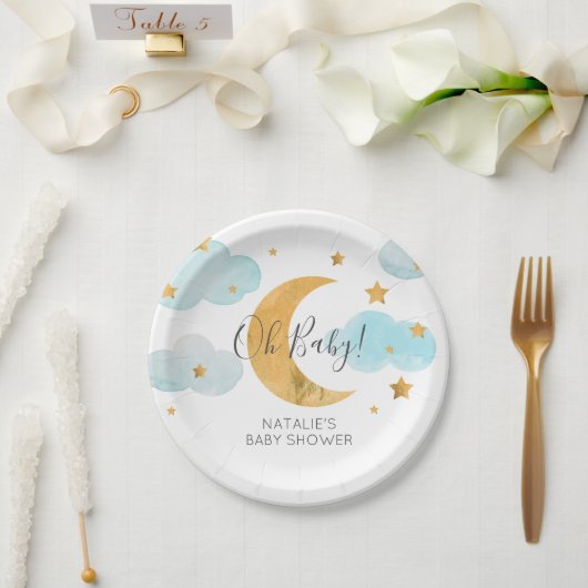 Baby Shower Moon & Stars Pappteller (Hochzeit)