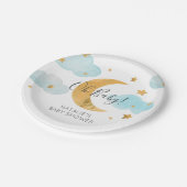 Baby Shower Moon & Stars Pappteller (Schrägansicht)