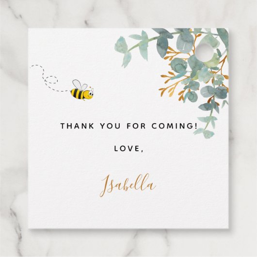 Baby Shower Mutter zu eucaluptus Drehbuch Geschenkanhänger (Rückseite)