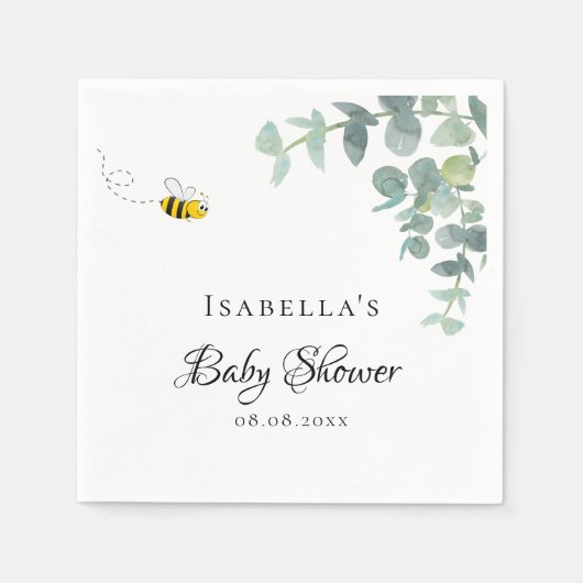 Baby Shower Mutter zu eucaluptus Drehbuch Serviette (Vorderseite)