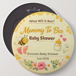 Baby Shower Nadel | Mama-Biene | Wird es ein Mädch Button