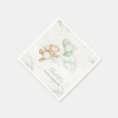 Baby Shower Napkins Bearly Wait Sage Green Balloon Serviette (Ecke)
