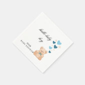 Baby Shower Napkins – Hallo Baby Boy Teddy Design Serviette (Ecke)