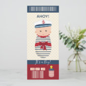 Baby Shower Nautical Boarding Ticket Einladung (Stehend Vorderseite)