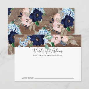 Baby Shower Navy & Blush Worte der Weisheitskarte Einladung