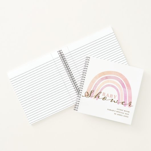 Baby Shower Neutral Rainbow Guest Book Notizblock (Innenseite)