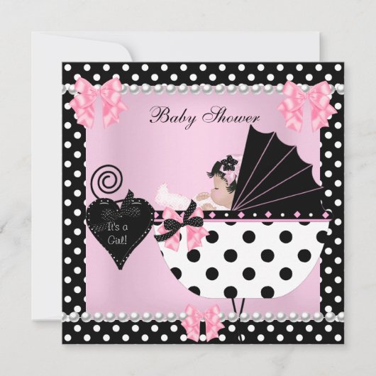 Baby Shower Niedlich Baby Girl Pink Polka Punkte Einladung (Vorderseite)