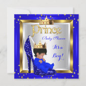 Baby Shower Niedlich Boy Prince Royal Blue Shoe C2 Einladung (Vorderseite)