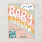 BABY SHOWER Niedliche Wolken Rainbow Custom QR COD Einladungspostkarte (Vorderseite)