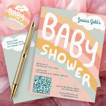 BABY SHOWER Niedliche Wolken Rainbow Custom QR COD