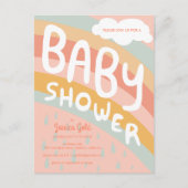 BABY SHOWER Niedliche Wolken Regenbogen Regen Cust Einladungspostkarte (Vorderseite)