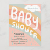 BABY SHOWER Niedliche Wolken Regenbogen Regen Cust Einladungspostkarte (Vorderseite)
