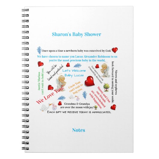 Baby-Shower-Notizen Spiralblock Notizblock (Vorderseite)