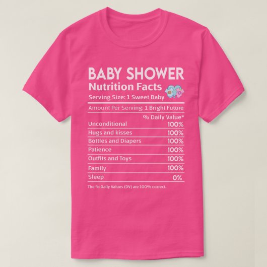 Baby Shower Nutrition Facts Label T-Shirt (Design vorne)