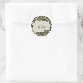 Baby Shower Oh Boy Camouflage Runder Aufkleber