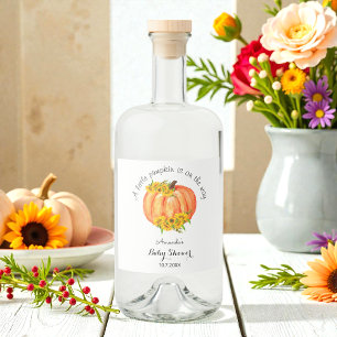Baby-Shower Orange Kürbis Herbst Alkoholflaschenetikett