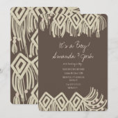 Baby Shower Painterly Macrame Boho Einladung (Vorne/Hinten)