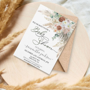 Baby Shower Pampas Gras Boho Aquarell Einladung