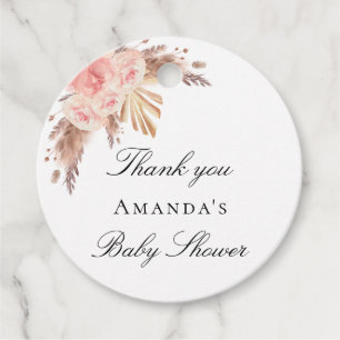Baby Shower Pampas Gras Rose rot Danke Geschenkanhänger