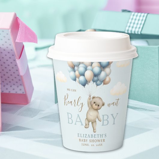 Baby Shower Paper Cups – Bear & Balloons Pappbecher