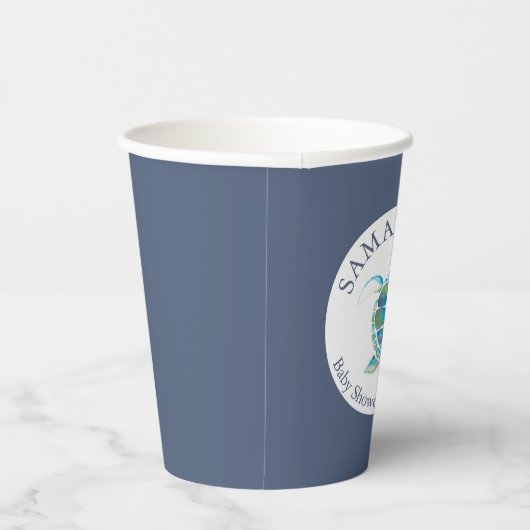 Baby Shower Paper Cups Boy Blue Sea Turtle Pappbecher (Rechts)
