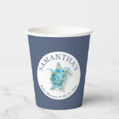 Baby Shower Paper Cups Boy Blue Sea Turtle Pappbecher (Vorderseite)