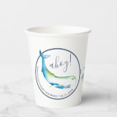 Baby Shower Paper Cups Watercolor Whale Pappbecher (Vorderseite)