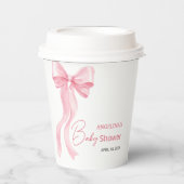 Baby shower paper cups with a delicate bow. pappbecher (Vorderseite)