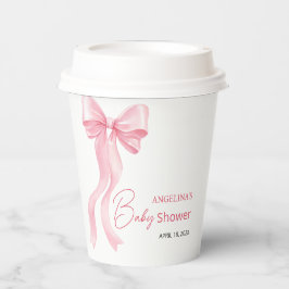 Baby shower paper cups with a delicate bow. pappbecher
