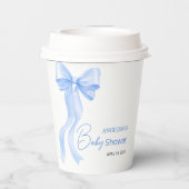 Baby shower paper cups with a delicate bow. pappbecher (Rückseite)