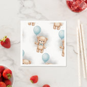 Baby Shower Paper for Boy Blue Balloon Teddy Bear Serviette (Beispiel)