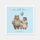 Baby Shower Paper  for Boy Blue Balloon Teddy Bear Serviette (Vorderseite)