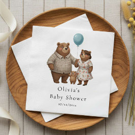 Baby Shower Paper  for Boy Blue Balloon Teddy Bear Serviette