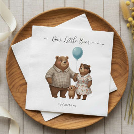 Baby Shower Paper  for Boy Blue Balloon Teddy Bear Serviette