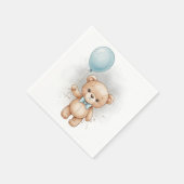 Baby Shower Paper for Boy Blue Balloon Teddy Bear Serviette (Ecke)
