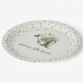 Baby Shower Paper Plate - "Little Sprout" Floral Pappteller (Schrägansicht)