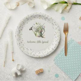Baby Shower Paper Plate - "Little Sprout" Floral Pappteller